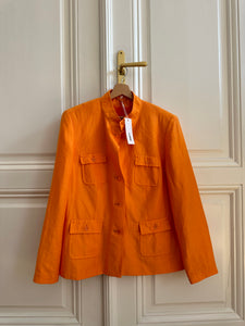 Oranžový lněný kabátek